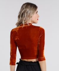 Blusa-Feminina-Cropped-em-Veludo-Gola-Alta-Manga-Longa-Laranja-Escuro-9131412-Laranja_Escuro_2