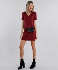 Vestido-Feminino-Choker-em-Suede-Curto-Manga-Curta-Vinho-9131419-Vinho_3