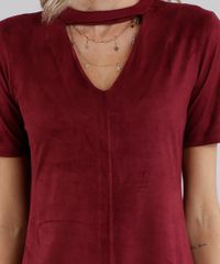 Vestido-Feminino-Choker-em-Suede-Curto-Manga-Curta-Vinho-9131419-Vinho_4