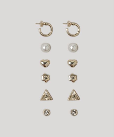 Kit-de-6-Brincos-Femininos-Dourado-9122948-Dourado_1