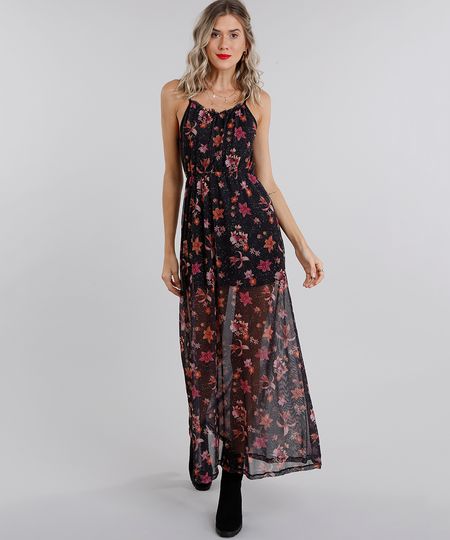 Vestido-Feminino-Longo-Estampado-Floral-em-Tule-de-Alca-Preto-9132015-Preto_1