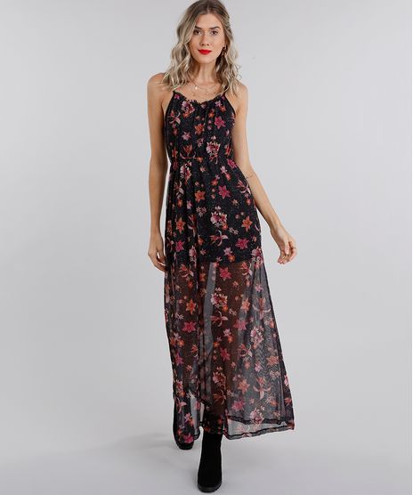 Vestido-Feminino-Longo-Estampado-Floral-em-Tule-de-Alca-Preto-9132015-Preto_1
