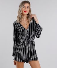 Macaquinho-Feminino-Listrado-Decote-V-Manga-Longa-Preto-9108676-Preto_1