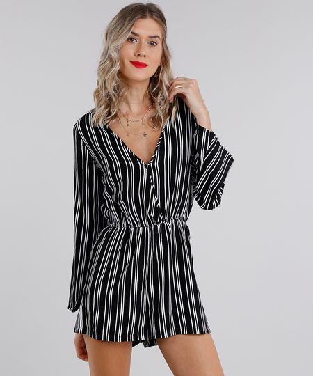 Macaquinho-Feminino-Listrado-Decote-V-Manga-Longa-Preto-9108676-Preto_1