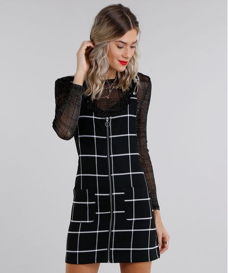 Salopete-Feminina-Xadrez-com-Bolso-Preto-8852898-Preto_1