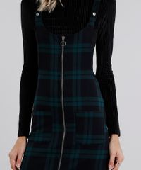 Salopete-Feminina-Xadrez-com-Bolso-Verde-Escuro-8852898-Verde_Escuro_4