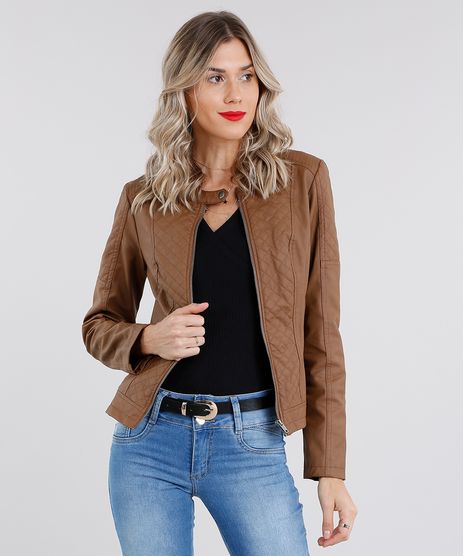 Jaqueta-Feminina-com-Matelasse-Manga-Longa-Caramelo-8895142-Caramelo_1