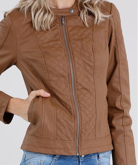 jaqueta jeans caramelo feminina