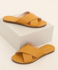 Rasteirinha-Feminina-Oneself-com-Tiras-Cruzadas-Amarela-9983898-Amarelo_1