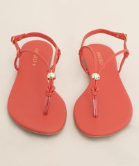 Rasteirinha-Feminina-Oneself-com-Esfera-Metalizada-Coral-9983907-Coral_5