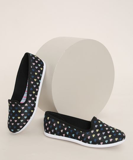 Sapatilha-Infantil-Molekinha-Estampada-de-Coracoes-Preta-9984872-Preto_1