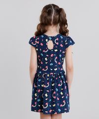 Vestido-Infantil-Estampado-de-Unicornio-Manga-Curta-Curto-em-Algodao---Sustentavel-Azul-Marinho-9120167-Azul_Marinho_2