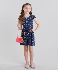 Vestido-Infantil-Estampado-de-Unicornio-Manga-Curta-Curto-em-Algodao---Sustentavel-Azul-Marinho-9120167-Azul_Marinho_3