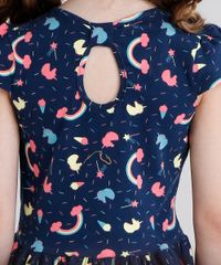 Vestido-Infantil-Estampado-de-Unicornio-Manga-Curta-Curto-em-Algodao---Sustentavel-Azul-Marinho-9120167-Azul_Marinho_4