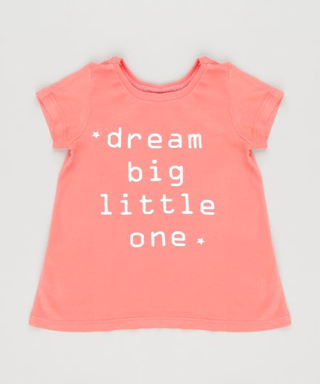 Blusa-Infantil--Dream-Big-Little-One--Manga-Curta-Decote-Redondo-Coral-9140894-Coral_1