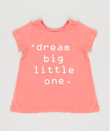 Blusa-Infantil--Dream-Big-Little-One--Manga-Curta-Decote-Redondo-Coral-9140894-Coral_1