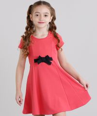 Vestido-Infantil-com-Laco-Texturizado-Curto-Manga-Curta-Rosa-Escuro-9041153-Rosa_Escuro_1