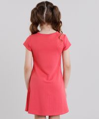 Vestido-Infantil-com-Laco-Texturizado-Curto-Manga-Curta-Rosa-Escuro-9041153-Rosa_Escuro_2