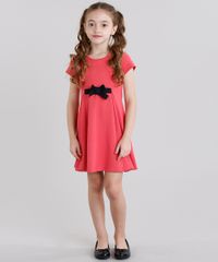 Vestido-Infantil-com-Laco-Texturizado-Curto-Manga-Curta-Rosa-Escuro-9041153-Rosa_Escuro_3