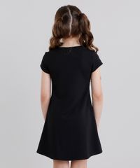 Vestido-Infantil-com-Laco-Texturizado-Curto-Manga-Curta-Preto-9041154-Preto_2