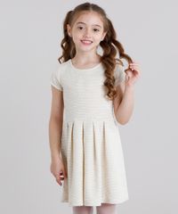 Vestido-Infantil-Texturizado-Curto-Manga-Curta-Bege-Claro-8821819-Bege_Claro_1