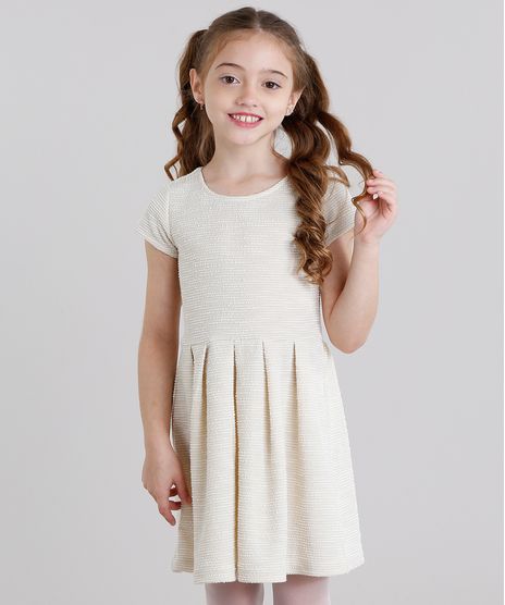 Vestido-Infantil-Texturizado-Curto-Manga-Curta-Bege-Claro-8821819-Bege_Claro_1