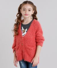 Cardigan-Infantil-em-Trico-com-Textura-Coral-8862445-Coral_1