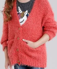 Cardigan-Infantil-em-Trico-com-Textura-Coral-8862445-Coral_4