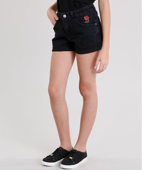 Short-Infantil-com-Bordado-Floral-Preto-9046222-Preto_1
