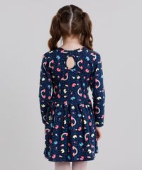 Vestido-Infantil-Estampado-de-Unicornio-Manga-Longa-Curto-em-Algodao---Sustentavel-Azul-Marinho-9120166-Azul_Marinho_2