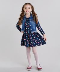 Vestido-Infantil-Estampado-de-Unicornio-Manga-Longa-Curto-em-Algodao---Sustentavel-Azul-Marinho-9120166-Azul_Marinho_3