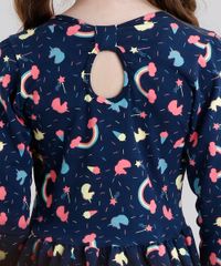 Vestido-Infantil-Estampado-de-Unicornio-Manga-Longa-Curto-em-Algodao---Sustentavel-Azul-Marinho-9120166-Azul_Marinho_4