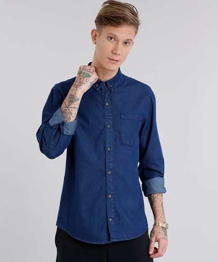 Camisa-Jeans-Manga-Longa-Azul-Escuro-8640054-Azul_Escuro_1 Camisa-Jeans-Manga-Longa-Azul-Escuro-8640054-Azul_Escuro_1