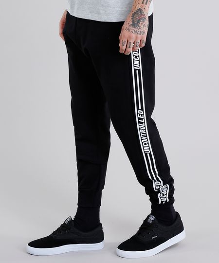 Calca-Masculina-Jogger-em-Moletom-com-Estampas-Laterais-Preta-9104527-Preto_1 Calca-Masculina-Jogger-em-Moletom-com-Estampas-Laterais-Preta-9104527-Preto_1
