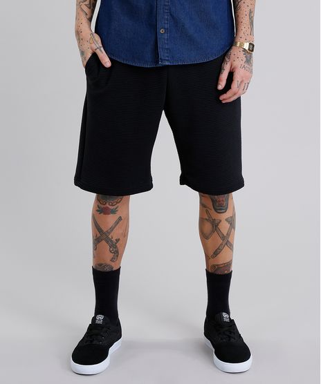 Bermuda-Masculina-Relaxed-em-Moletom-Texturizado-Preta-8767985-Preto_1