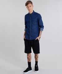 Bermuda-Masculina-Relaxed-em-Moletom-Texturizado-Preta-8767985-Preto_3