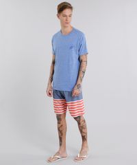 Camiseta-Masculina-com-Estampa-de-Folhagem-Manga-Curta-Gola-Careca-Azul-9058182-Azul_3