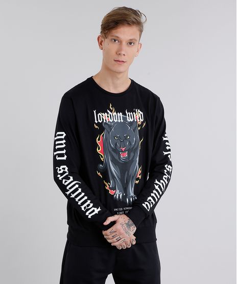 Camiseta-Masculina-Pantera--London-Wild--Manga-Longa-Gola-Careca-Preta-9058745-Preto_1