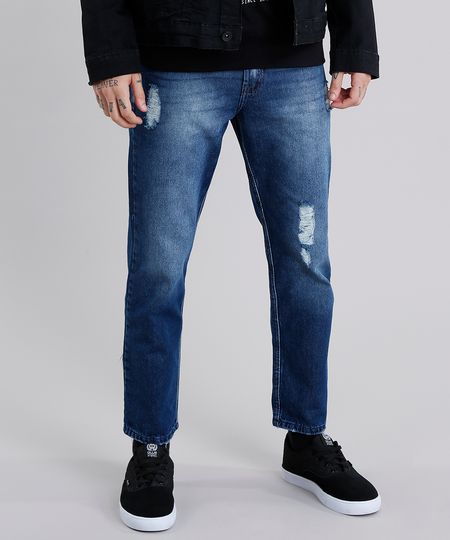 Calca-Jeans-Masculina-Tapered-Destroyed-Azul-Escuro-9110307-Azul_Escuro_1 Calca-Jeans-Masculina-Tapered-Destroyed-Azul-Escuro-9110307-Azul_Escuro_1