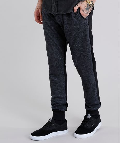 Calca-Masculina-Jogger-em-Moletom-com-Recorte-Cinza-Mescla-Escuro-8938503-Cinza_Mescla_Escuro_1