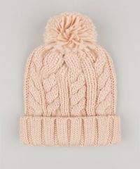 Gorro-Feminino-em-Trico-com-Pompom-Rose-8754445-Rose_1