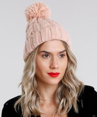 Gorro-Feminino-em-Trico-com-Pompom-Rose-8754445-Rose_2