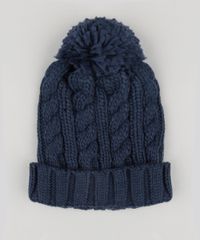Gorro-Feminino-em-Trico-com-Pompom-Azul-Marinho-8754445-Azul_Marinho_1