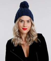 Gorro-Feminino-em-Trico-com-Pompom-Azul-Marinho-8754445-Azul_Marinho_2