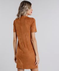 Vestido-Feminino-Choker-em-Suede-Curto-Manga-Curta-Caramelo-9131419-Caramelo_2