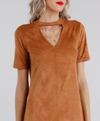 Vestido-Feminino-Choker-em-Suede-Curto-Manga-Curta-Caramelo-9131419-Caramelo_4