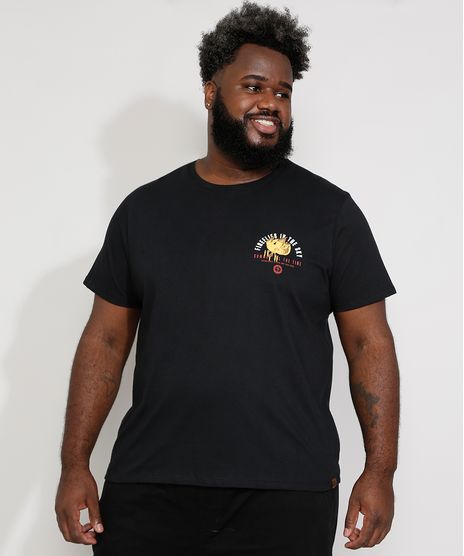 Camiseta-Masculina-Plus-Size-Manga-Curta-Gola-Careca-Flor--Fireflies-in-the-Sky--Preta-9979780-Preto_1