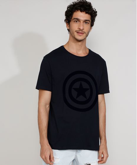 Camiseta-Masculina-Manga-Curta-Gola-Careca-Capitao-America-Flocada-Azul-Escuro-9976198-Azul_Escuro_1