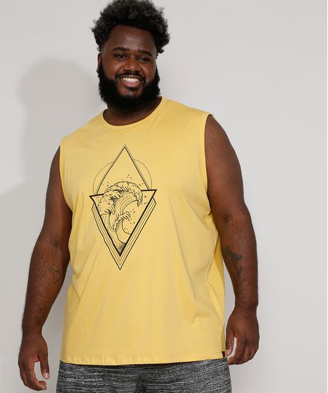 Regata-Masculina-Plus-Size-Onda-Gola-Careca-Amarela-9977479-Amarelo_1