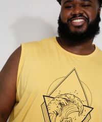 Regata-Masculina-Plus-Size-Onda-Gola-Careca-Amarela-9977479-Amarelo_5